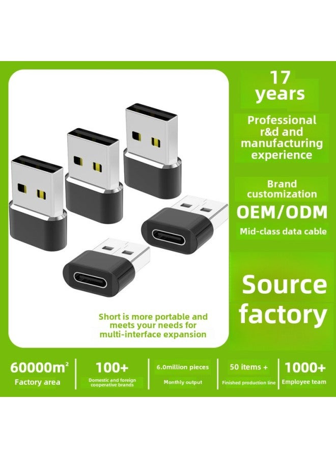 OTG Adapter Mobile Phone Adapter Data Cable Charging Cable Adapter USB To Type-c Female Port Converter-Interface Form:Usb2.0/480mbps Short Black - Image 2