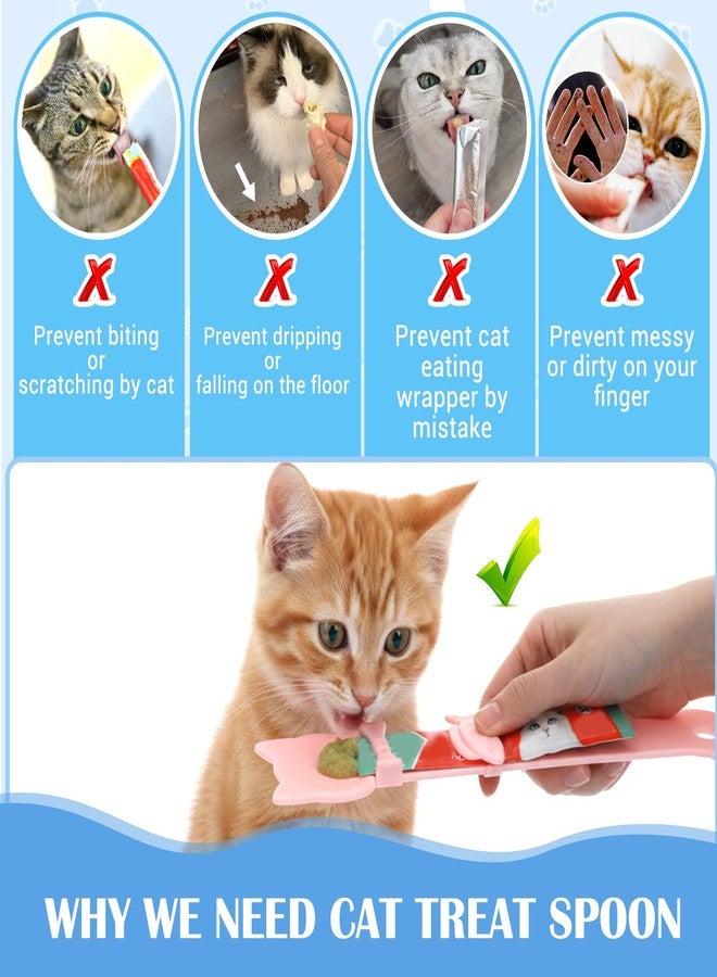 Elegaperma 2 Pack Cat Churu Spoon, Cat Treat Squeeze Spoon, Multifunctional Cats Treat Feeder Squeeze,Durable Cute & Comfortable Grip for Cats Wet Food, Pink - Image 4