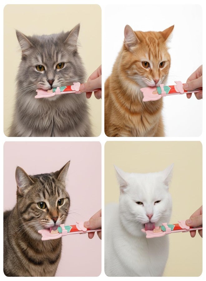 Elegaperma 2 Pack Cat Churu Spoon, Cat Treat Squeeze Spoon, Multifunctional Cats Treat Feeder Squeeze,Durable Cute & Comfortable Grip for Cats Wet Food, Pink - Image 3