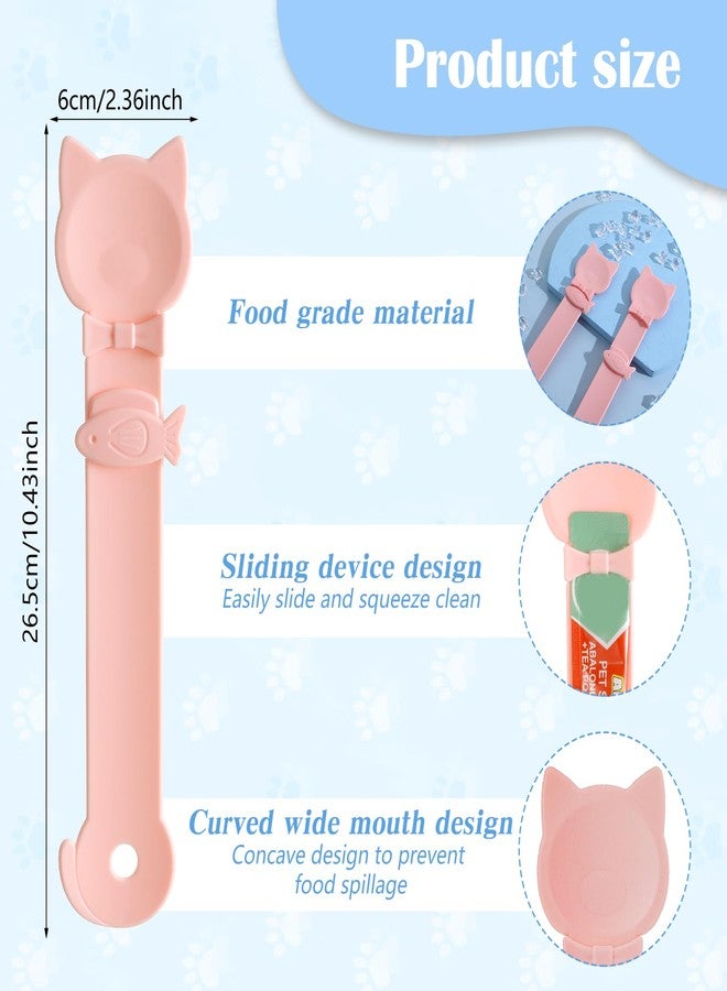 Elegaperma 2 Pack Cat Churu Spoon, Cat Treat Squeeze Spoon, Multifunctional Cats Treat Feeder Squeeze,Durable Cute & Comfortable Grip for Cats Wet Food, Pink - Image 2