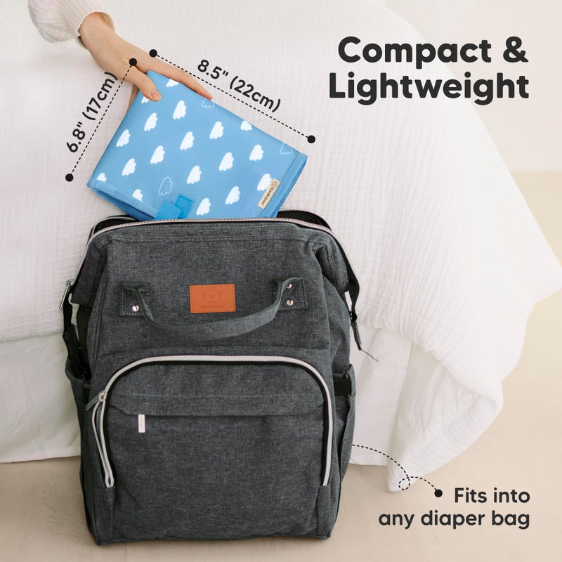 KeaBabies Portable Diaper Changing Pad, Easy Wipe Clean - Foldable Waterproof Baby Changing Mat for Diaper Bag, Compact, Lightweight, 25x13 Newborn, Infant, Baby Changer Travel Essential (Cloud) - Image 2