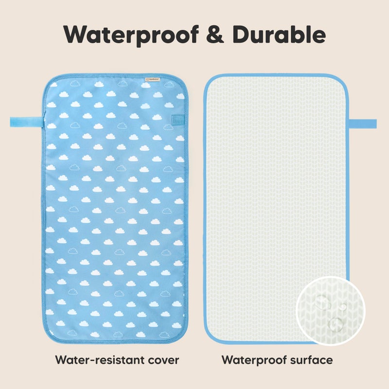 KeaBabies Portable Diaper Changing Pad, Easy Wipe Clean - Foldable Waterproof Baby Changing Mat for Diaper Bag, Compact, Lightweight, 25x13 Newborn, Infant, Baby Changer Travel Essential (Cloud) - Image 4