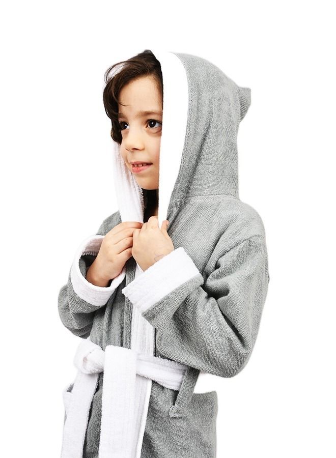 Banotex Baby bathrobe with hood, multi-size, gray and white - Image 3