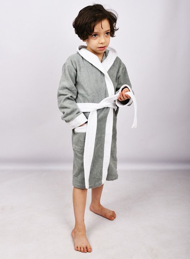 Banotex Baby bathrobe with hood, multi-size, gray and white - Image 2