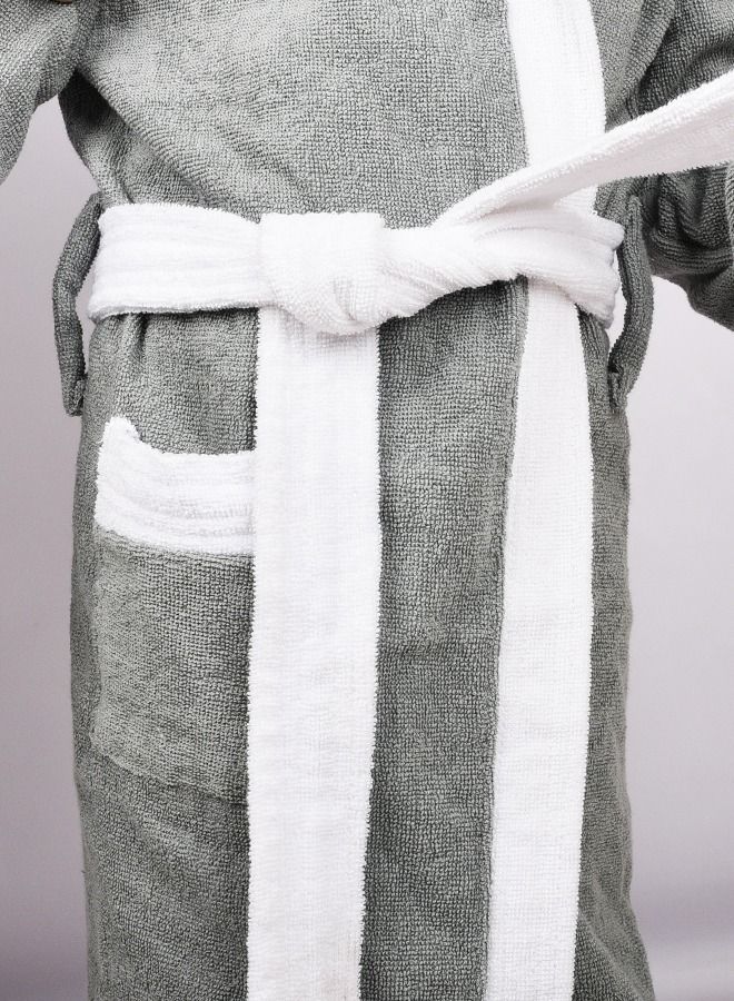 Banotex Baby bathrobe with hood, multi-size, gray and white - Image 4