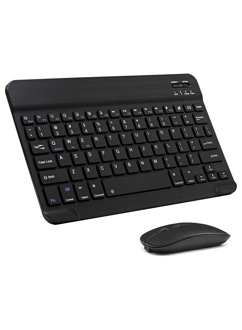 ELTRAZONE ELTERAZONE Ultra-Slim Bluetooth Keyboard and Mouse Combo Rechargeable Portable Wireless Keyboard Mouse Set for Apple iPad iPhone iOS 13 and Above Samsung Tablet Phone Smartphone Android Windows(Black) - Image 1