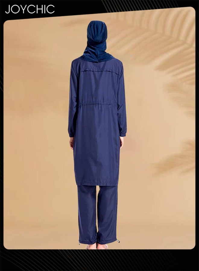 Joychic طقم ملابس سباحة مكون من 3 قطع للنساء المسلمات محافظ صيفي مريح مع حماية من الشمس بأكمام طويلة وسحاب خفيف الوزن لملابس الشاطئ - Image 5