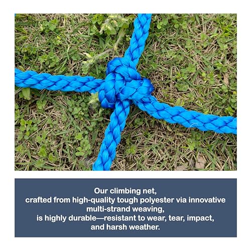 ANDEREW Upgraded Kids' Polyester Climbing Net, 8 Sizes, Heavy-Duty & Exquisite, Ideal for Indoor/Outdoor Playscapes - Treehouse, Gym, Balcony - Enhanced Safety (Navy Blue, 3ft x 6ft) - Image 3