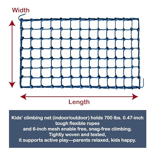 ANDEREW Upgraded Kids' Polyester Climbing Net, 8 Sizes, Heavy-Duty & Exquisite, Ideal for Indoor/Outdoor Playscapes - Treehouse, Gym, Balcony - Enhanced Safety (Navy Blue, 3ft x 6ft) - Image 2