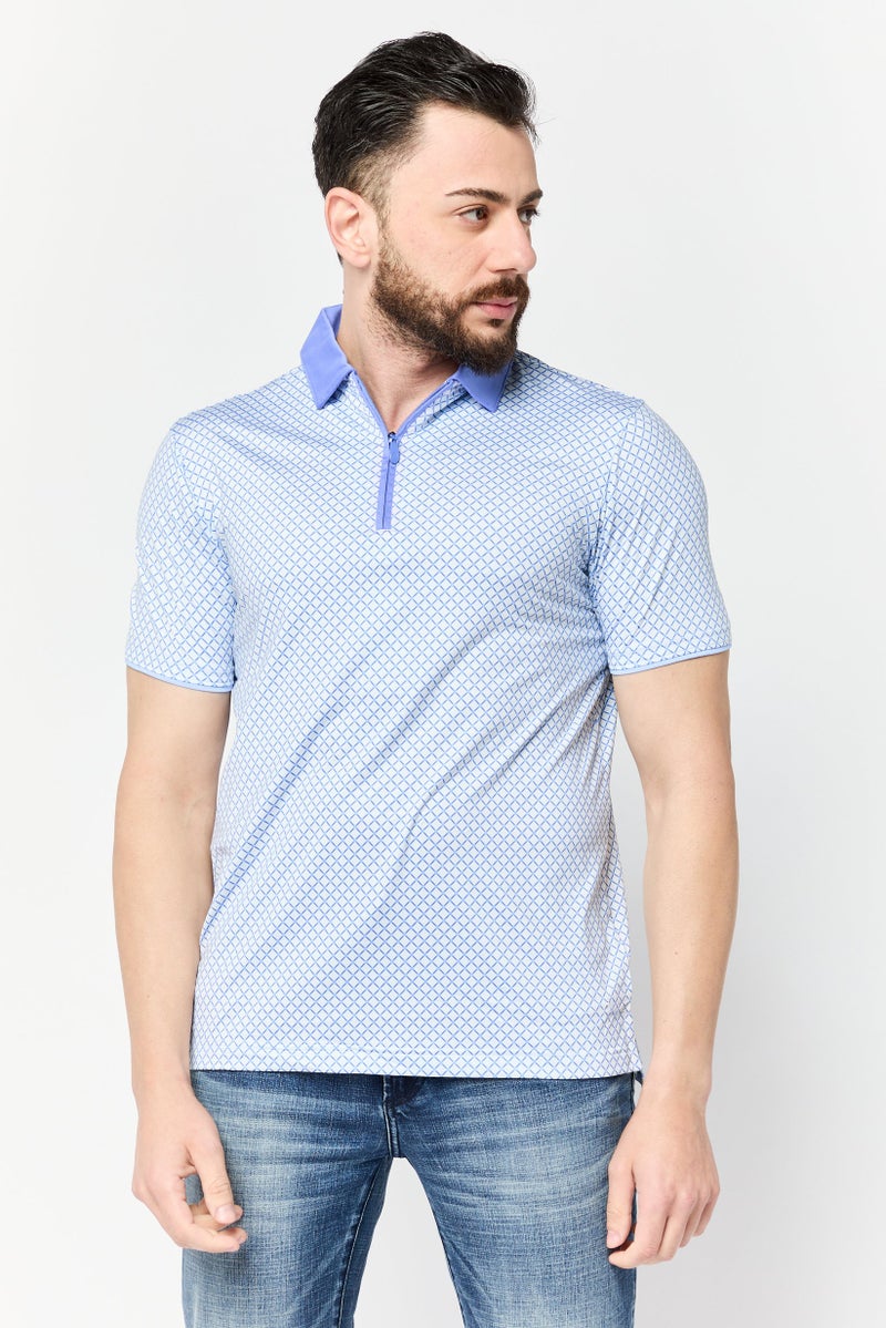 HEAD Men Regular Fit Windowpane Short Sleeves Polo, Multicolor - Image 1