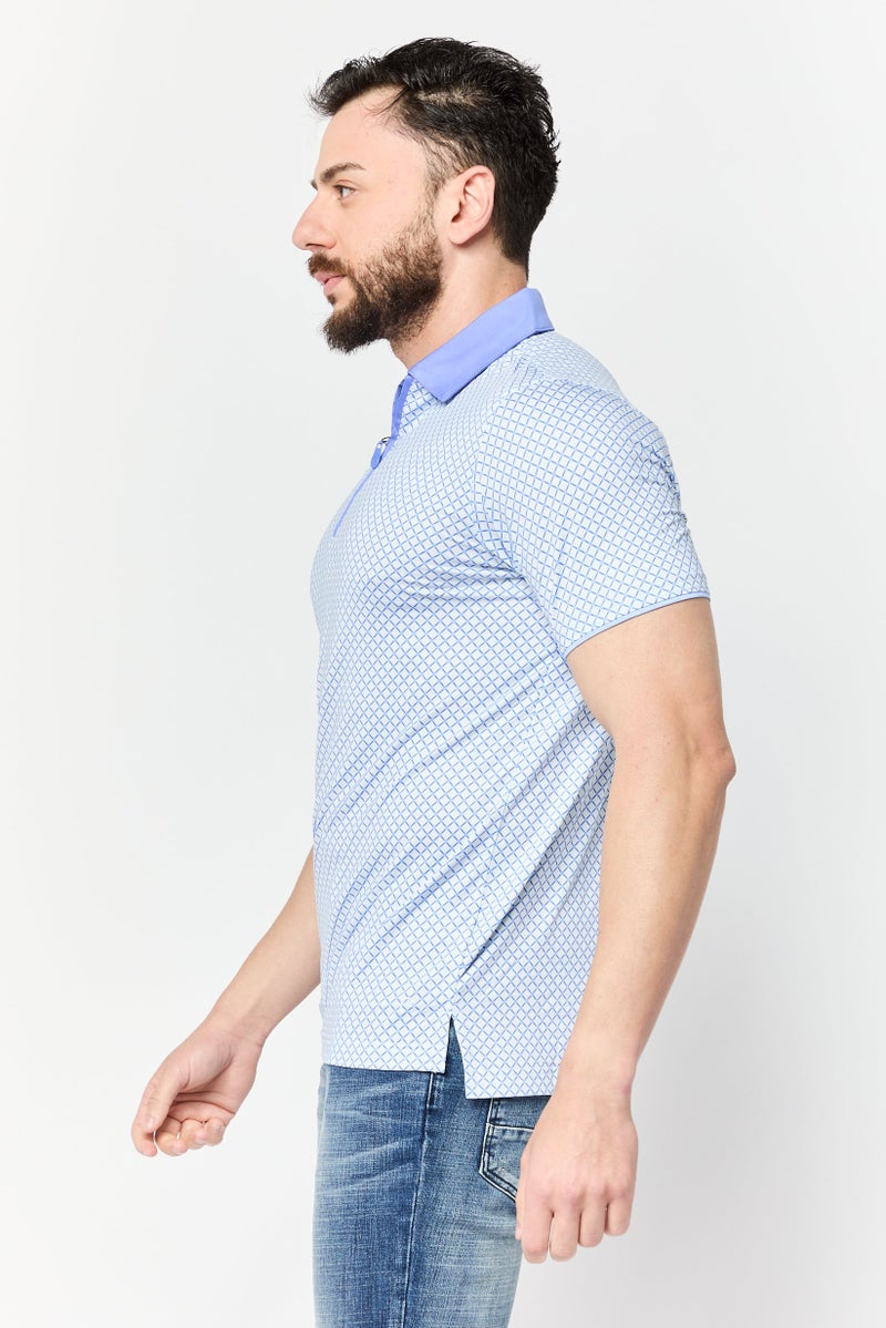 HEAD Men Regular Fit Windowpane Short Sleeves Polo, Multicolor - Image 3