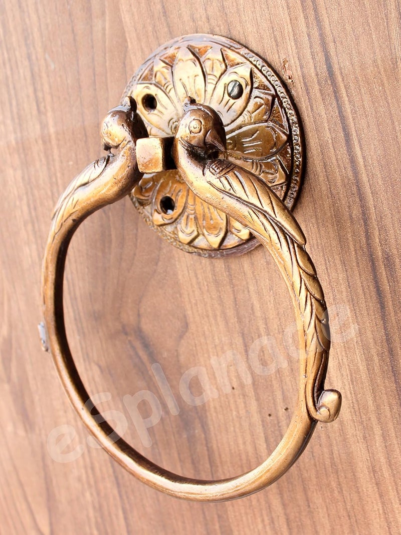 eSplanade Brass Hand Towel Hanger Holder Hand Towel Hanger Hand Towel Hanger Holder for Bathroom in Twin Peacock Design - Image 2