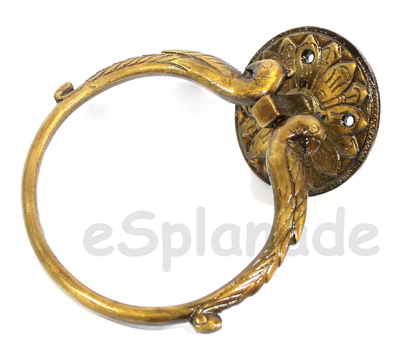 eSplanade Brass Hand Towel Hanger Holder Hand Towel Hanger Hand Towel Hanger Holder for Bathroom in Twin Peacock Design - Image 5