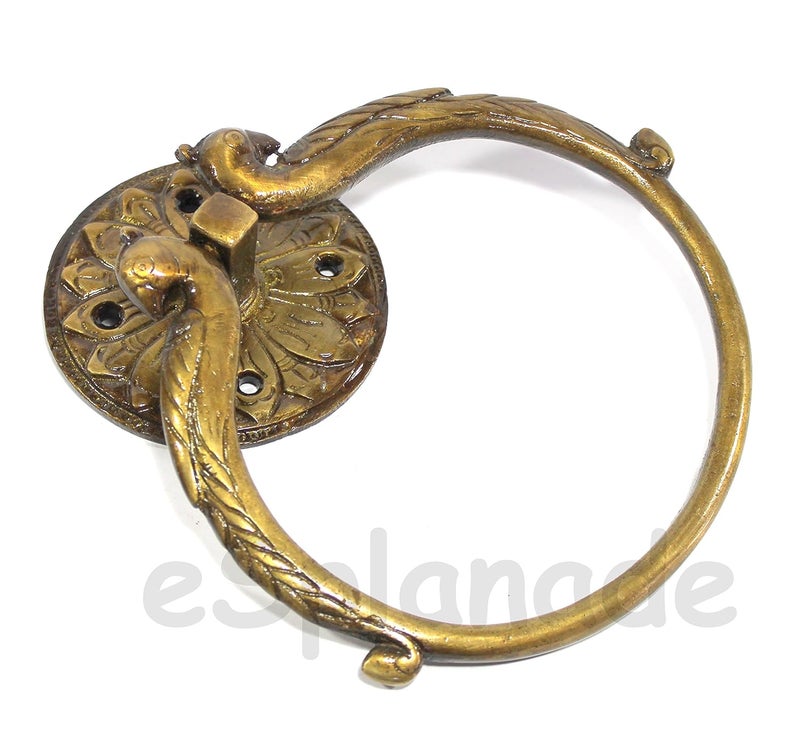 eSplanade Brass Hand Towel Hanger Holder Hand Towel Hanger Hand Towel Hanger Holder for Bathroom in Twin Peacock Design - Image 4