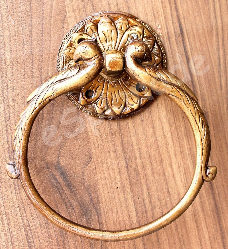 eSplanade Brass Hand Towel Hanger Holder Hand Towel Hanger Hand Towel Hanger Holder for Bathroom in Twin Peacock Design - Image 1