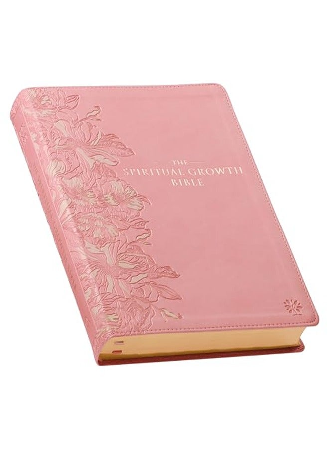 The Spiritual Growth Bible, Study Bible, NLT - New Living Translation Holy Bible, Faux Leather, Pink