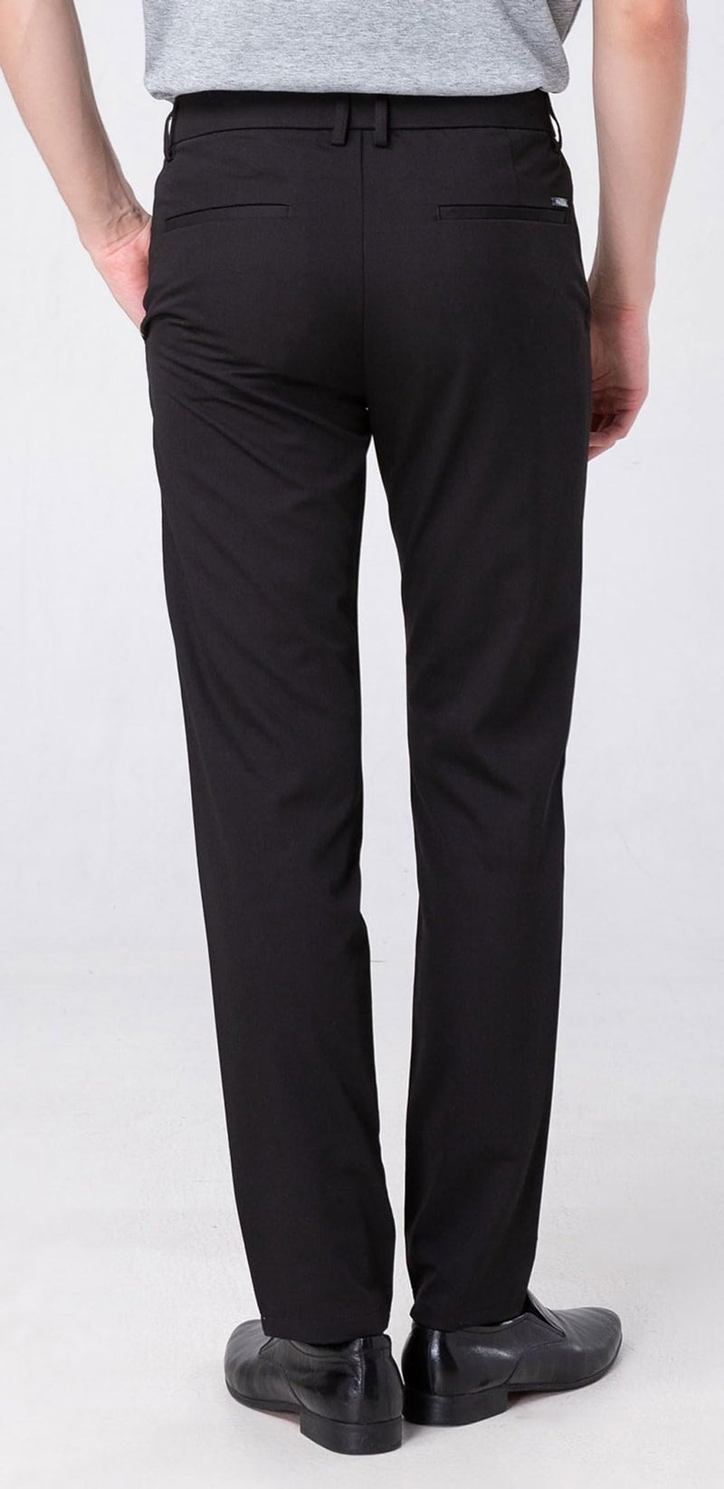 Plaid&Plain Men’s Slim Fit Dress Pants Stretch Dress Pants 8101Black 27X30 - Image 2