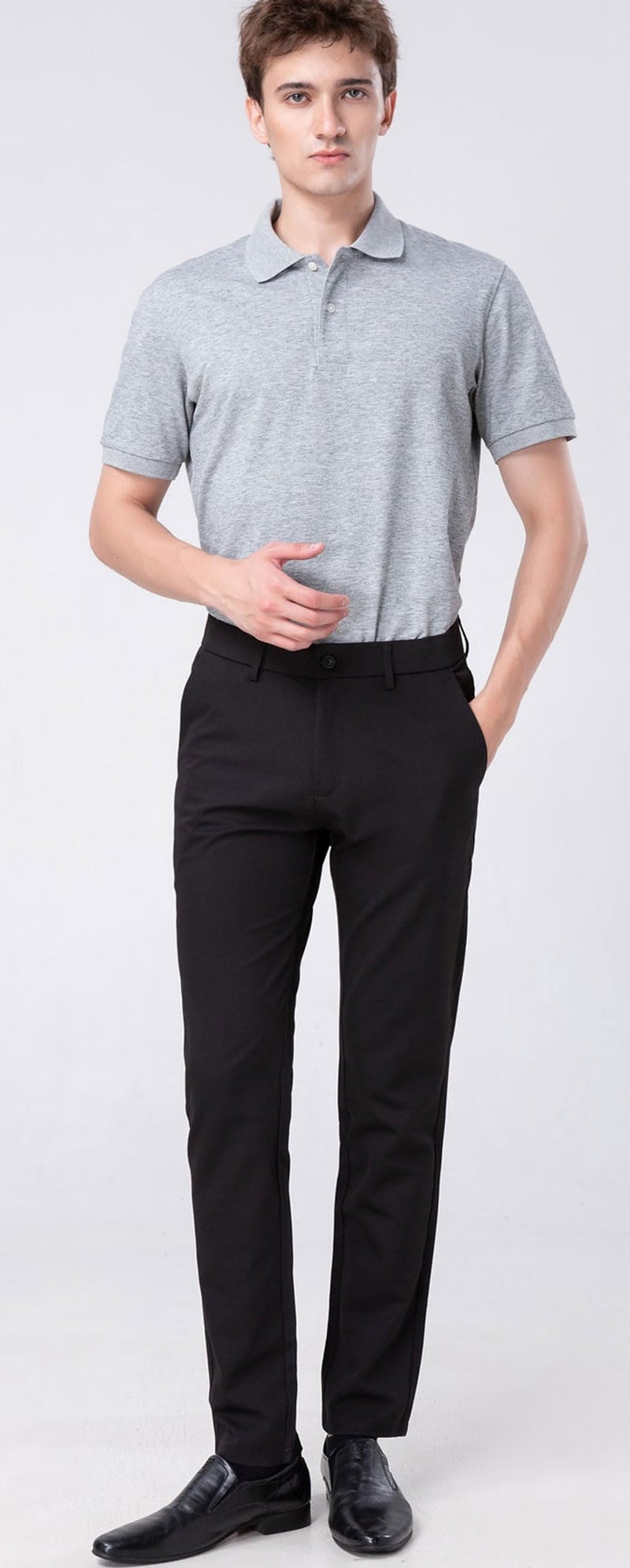 Plaid&Plain Men’s Slim Fit Dress Pants Stretch Dress Pants 8101Black 27X30 - Image 5