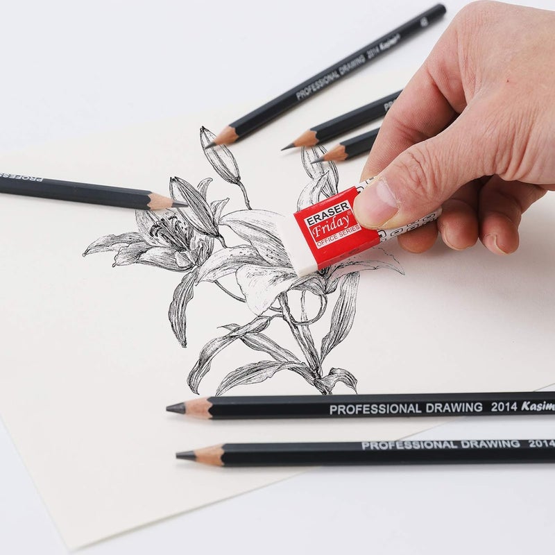 NASHRIO Professional Kids & Adults Drawing Sketching Pencil Set, 14 Pcs Art Pencils,12B 10B 8B 7B 6B 5B 4B 3B 2B B HB 2H 4H 6H Artist Pencils, Pencil Set with Pencil Case, Pencil Sharpener and Eraser. - Image 5
