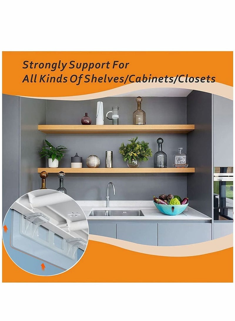 Punch Free Shelf Support Pegs, 24 Pcs Clear Self Cabinet Adhesive Shelves Clips, Strong Holder Pin for Closet, Brackets, Clapboard Layer - Image 5