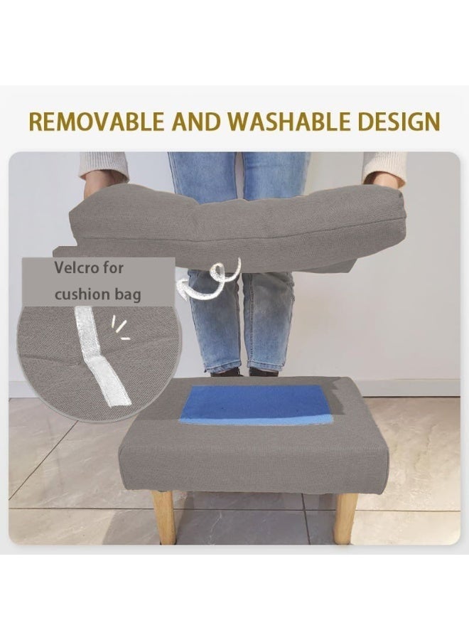 WALALLA Multifunctional Wood Foot Stool, Ottoman Foot Rest, Under Desk Footrest, Step Stool Seat, Home Chair with Removable Soft Foot Rest Pad with 2-Tier Pad, Stool Legs for Home, Office - Image 2