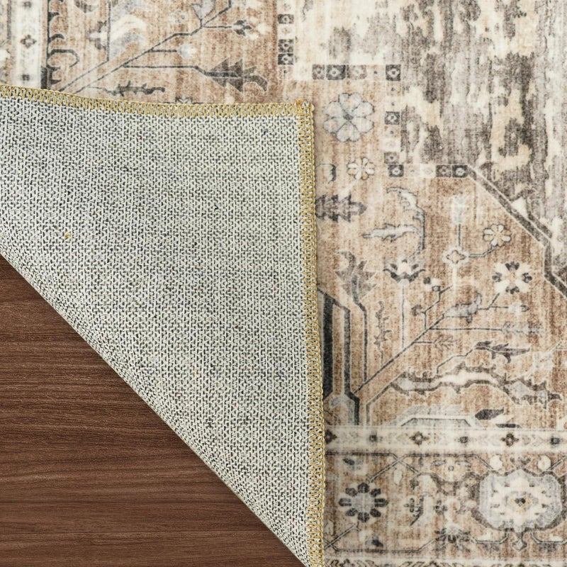 RUUGME Washable 5x7 Area Rugs - Large Rugs for Living Room Stain Resistant Carpet Vintage Rugs for Bedroom with Non Slip Backing Home Decor Floor Decoration Mat (5x7 Beige) - Image 5