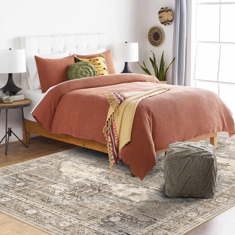 RUUGME Washable 5x7 Area Rugs - Large Rugs for Living Room Stain Resistant Carpet Vintage Rugs for Bedroom with Non Slip Backing Home Decor Floor Decoration Mat (5x7 Beige) - Image 4