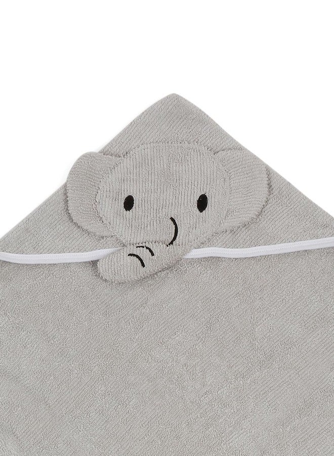 CREEVA Cuddle Baby/Kids Hooded Bath Towel in Grey – Soft Cotton with Cute Elephant Face & 3D Ears 100% Cotton, Super Absorbent Bath Wrap for Newborns & Toddlers | (0-5 Years) - Image 3