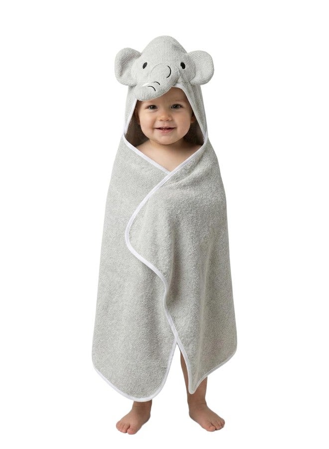 CREEVA Cuddle Baby/Kids Hooded Bath Towel in Grey – Soft Cotton with Cute Elephant Face & 3D Ears 100% Cotton, Super Absorbent Bath Wrap for Newborns & Toddlers | (0-5 Years) - Image 1