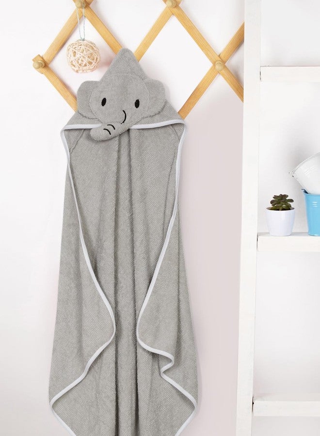 CREEVA Cuddle Baby/Kids Hooded Bath Towel in Grey – Soft Cotton with Cute Elephant Face & 3D Ears 100% Cotton, Super Absorbent Bath Wrap for Newborns & Toddlers | (0-5 Years) - Image 2