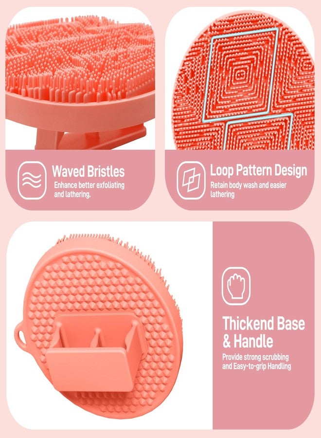 GEENOA Silicone Back & Body & Face Scrubbers Set 4PCS, 15.35’’ Soft Back Scrubber for Dual-Side Usage, Easy-to-Hold Bath Glove Body Scrubber Face Scrubber for Good Foaming & Deep Cleaning(Pink) - Image 4