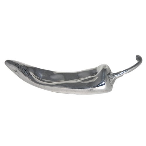 nambe Chili Pepper Figurine | New Mexico Pepper Sculpture Home Décor | Small Figurines Desktop, Kitchen, and Bookshelf Decoration | Made of Metal Alloy (6-inch) - Image 1