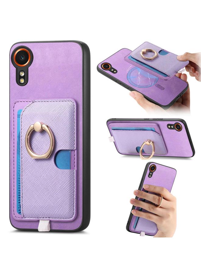 S-TOP Case For Samsung Galaxy XCover 7 Retro Cross Leather Ring Side Insert Card Bag MagSafe Phone Case - Image 1