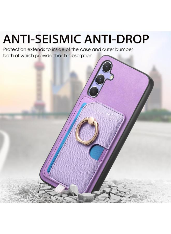 S-TOP Case For Samsung Galaxy XCover 7 Retro Cross Leather Ring Side Insert Card Bag MagSafe Phone Case - Image 4