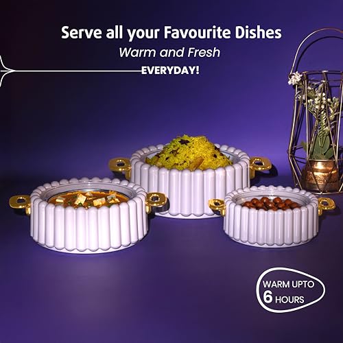 Selvel Volvo Casserole Insulated Hot Pot with Stainless Steel Inner Single| Roti Casserole | Hot Box for Kitchen | Chapati, Roti, Biryani | Keeps Food Hot & Fresh (Goldstar Lid Grey, 3 Set) - Image 3