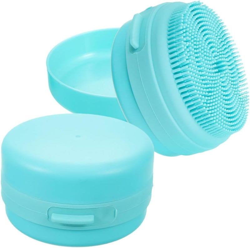 2pcs Soft Silicone Hair Scalp Massage Brush with Hanging Rope, Gentle Bath Body Scrubber for Newborn, Sky Blue - Image 1