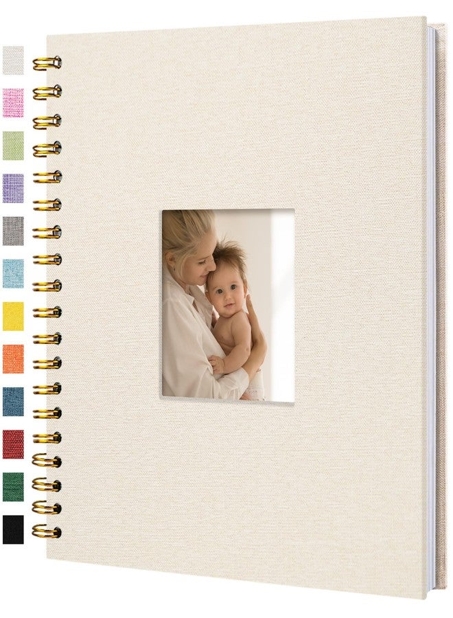 Hiwhy Scrapbook Photo Album Linen Cover, 10 x 10 Inch Hardcover Kraft White Pages Memory Book, for Travel Wedding Guest Book Christmas Baby Shower (20 Sheets/ 40 Pages,Beige) - Image 1
