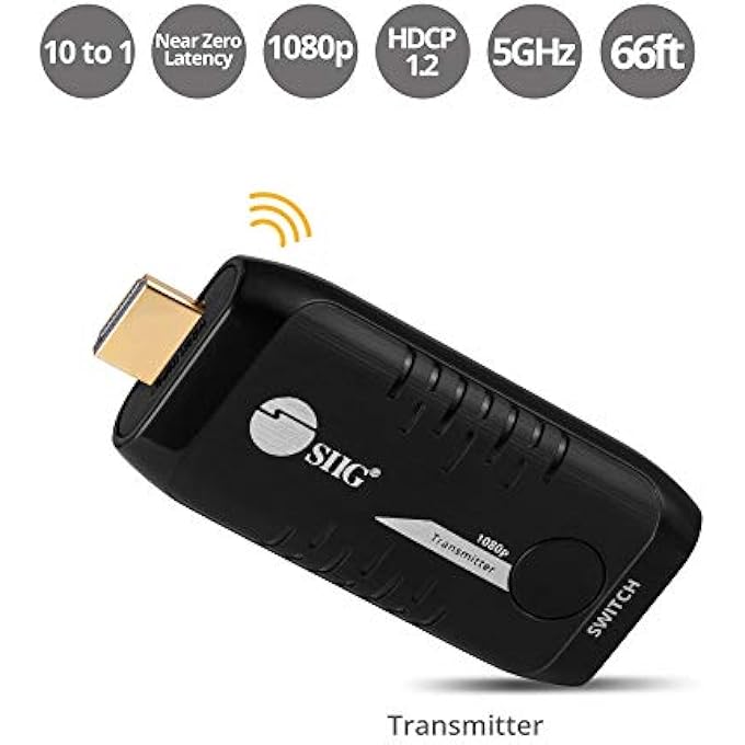 SIIG 1080P WIRELESS HDMI EXTENDER - TRANSMITTER UNIT FOR HDMI EXTENDER KIT TO SUPPORT 10 HDMI DISPLAYS - (CE-H24E11-S1) - Image 2
