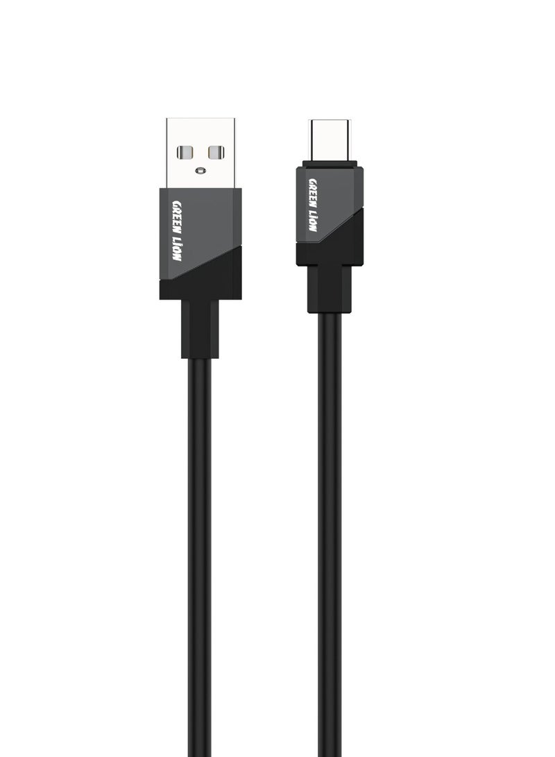 GREEN LION USB-A to USB-C 1 Meter Silicone Cable 15W / Wide Compatible / Charge & Sync / Secure & Safe / +10000 Bends / Supports Quick Charge Technology - Black - Image 1