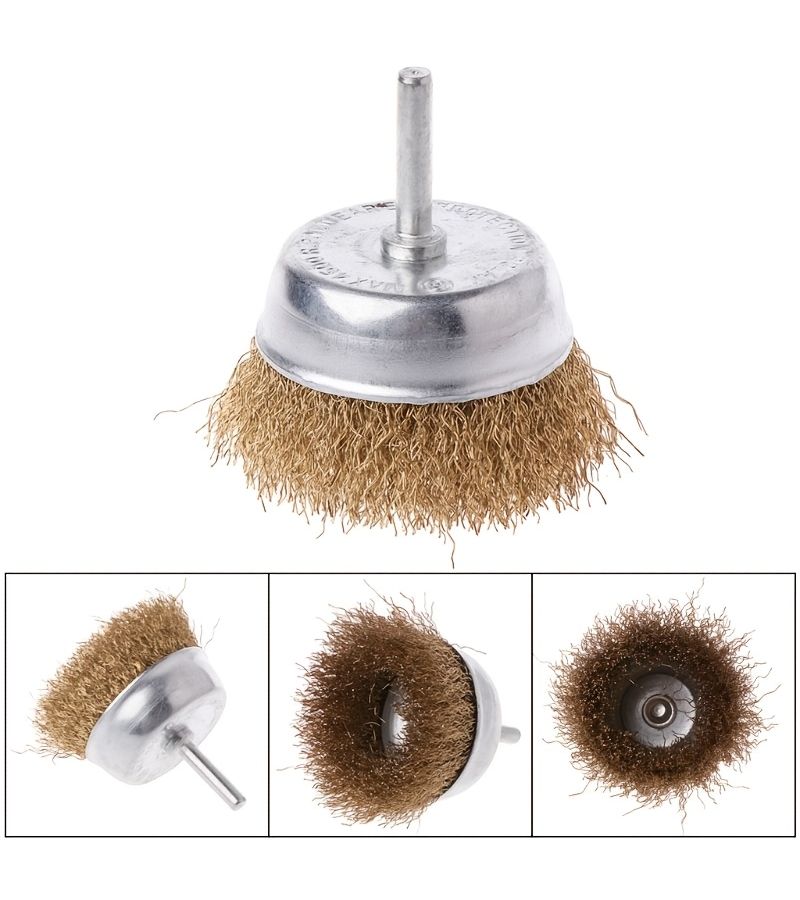 1pc Multi Purpose Drill Wire Brush Hexagonal Handle Carbon Steel Rust Removal - Image 1