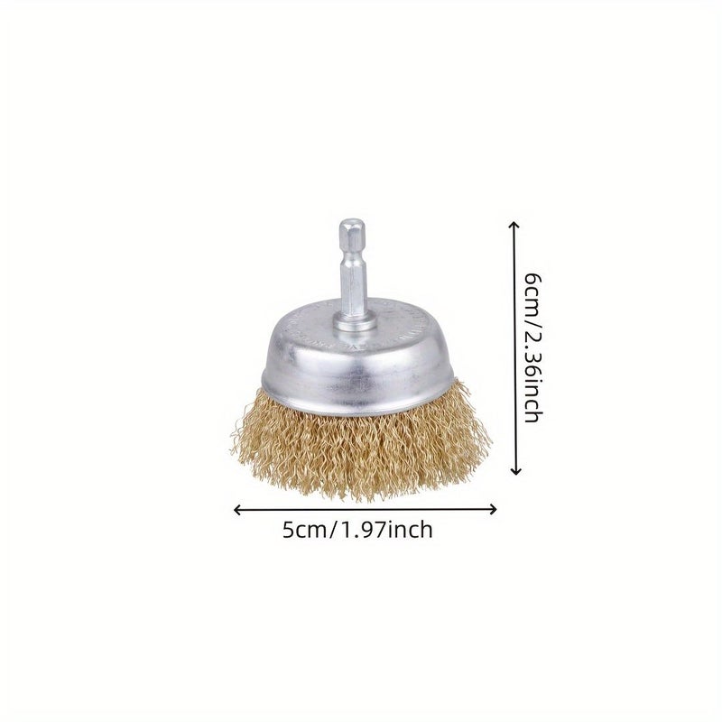 1pc Multi Purpose Drill Wire Brush Hexagonal Handle Carbon Steel Rust Removal - Image 2