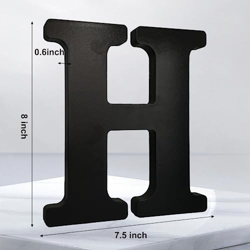 AOCEAN 8 inch Black Wood Letters Unfinished Wood Letters for Halloween Decorative Standing Letters Slices Sign Board Decoration for Craft Home Party Projects (H) - Image 2