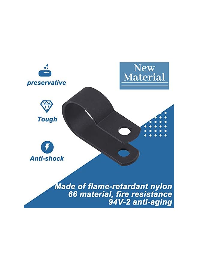 Green Tiger 120Pcs 5/8 Inch Black Nylon Screw Mounting R-Type Cable Clip Wire Clamp with 120Pcs Screws for Wire, Cable, Conduit and Cable Conduit Kit (Black) - Image 3