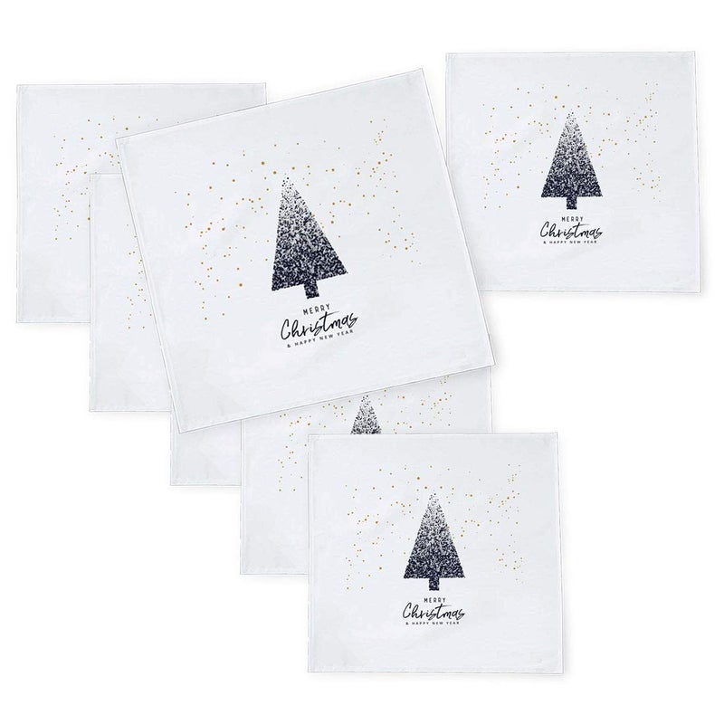 Khakee 6 Pcs Christmas Theme Tafta Silk Table Napkins 10x 10 for Xmas Decoration Christmas OrnamentsChristmas Gift npxmas151P - Image 1
