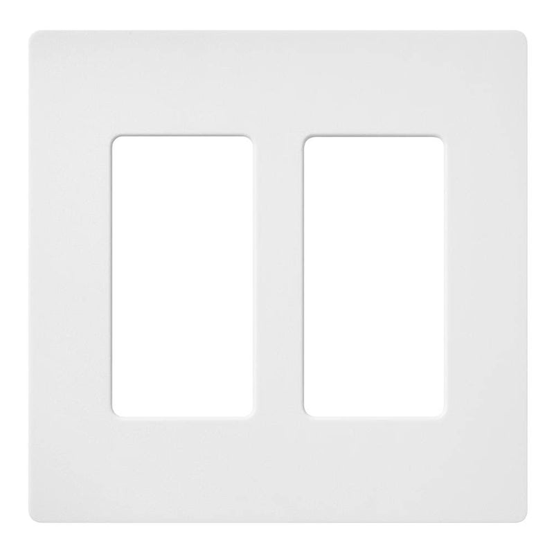 Lutron Claro Light Switch Cover Plate, 2 Gang Wallplate, for Decorator Light Switches, Screwless Switch Plate Cover, Satin, SC-2-SW, Snow - Image 1