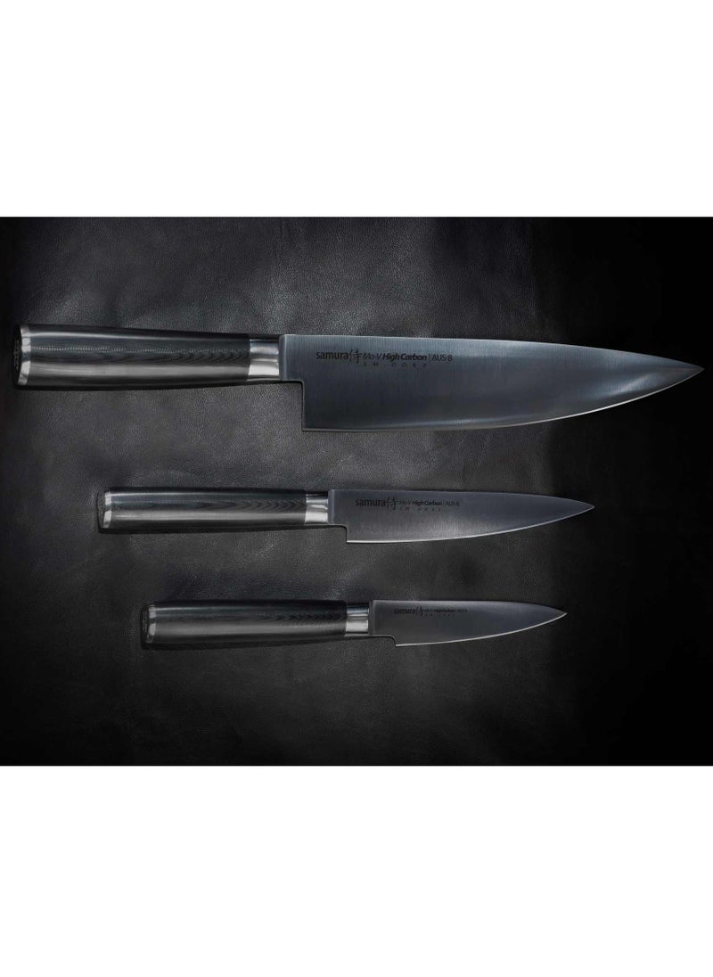 Samura Samura MO-V Set of 3 Kitchen Knives | Gift Box | G-10 Handle with Stainless Steel Bolster | Single-Layer Molybdenum-Vanadium Steel | Precision Cutting | Corrosion Resistant  - Image 1