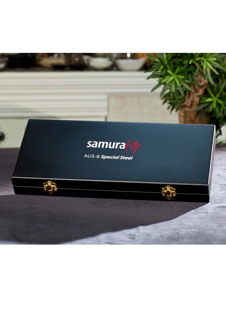 Samura Samura MO-V Set of 3 Kitchen Knives | Gift Box | G-10 Handle with Stainless Steel Bolster | Single-Layer Molybdenum-Vanadium Steel | Precision Cutting | Corrosion Resistant  - Image 4