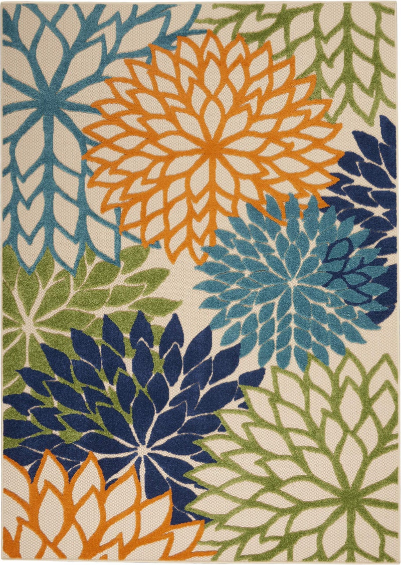 Nourison Home Aloha Indoor/Outdoor Multicolor 5'3" x 7'5" Area Rug, Tropical, Botanical, Easy Clean, Non Shedding, Bed Room, Living Room, Dining Room, Deck, Backyard, Patio (5x7) - Image 2