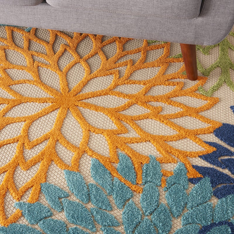 Nourison Home Aloha Indoor/Outdoor Multicolor 5'3" x 7'5" Area Rug, Tropical, Botanical, Easy Clean, Non Shedding, Bed Room, Living Room, Dining Room, Deck, Backyard, Patio (5x7) - Image 4