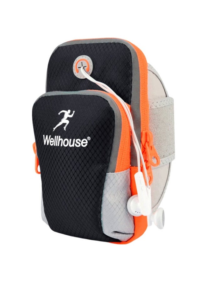 Wellhouse Arm And Wrist Bag, Running Sports Water-Resistant Reflective Strip, Earphone Hole, Black, Large Size 6.8 Inches Or Less - Image 3